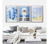 LTjiajuypd Rene Magritte, dipinto su tela, surrealismo, opera d'arte classica, riproduzione, poster e stampa, quadro da parete per soggiorno (60x80 cm, 3 pezzi)