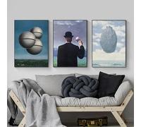 LTjiajuypd Riproduzione di opere d'arte classiche di René Magritte, Surrealismo, poster e stampe d'arte da parete per la decorazione del soggiorno, dipinti su tela, 30x50 cm, 3 pezzi, senza cornice