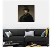 LTjiajuypd Ritratto classico di Rembrandt van Rijn, dipinto a olio, stampe su tela, arte Aristotele con busto di Omero, arredamento per ufficio, 80x80 cm, senza cornice