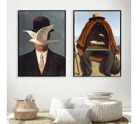 LTjiajuypd Stampa artistica minimalista scandinava su tela surrealista di René Magritte, poster dipinto a olio, decorazione per la casa e il soggiorno (60x90 cm - 2 pezzi)