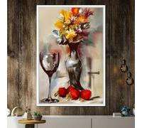 LTjiajuypd Stampa artistica moderna astratta dei graffiti con vino e fiori, natura morta, poster, arte, cucina, elegante soggiorno, arredamento per la casa, 50x75 cm, senza cornice