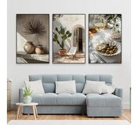 LTjiajuypd Stampa minimalista con ombra mediterranea, poster, ceramica neutra, boho, cactus, stampa artistica da parete, stampa su tela, decorazione per la casa, 50x70 cm, 3 pezzi senza cornice