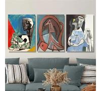 LTjiajuypd stampa su tela arte pittura Pablo Picasso figura donna astratta e moderna vintage emozionale per la decorazione della stanza della casa (40x60cm-3 pezzi)
