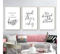 LTjiajuypd Stampe su tela Amore Risate Ciao Citazioni ispiratrici Tela bianca e nera Pittura decorativa per soggiorno Camera da letto 60x90cm-3 pezzi senza cornice