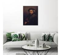 LTjiajuypd Stampe su tela classiche, dipinto artistico, Rembrandt van Rijn, autoritratto, opera d'arte a olio per arredamento moderno di casa, ufficio, corridoio, 70x100 cm, senza cornice.