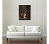LTjiajuypd Stampe su tela con paesaggio marino, dipinto a olio di Rembrandt van Rijn, La tempesta calma, opera d'arte classica per l'arredamento del soggiorno, 60x80 cm, senza cornice