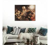 LTjiajuypd Stampe su tela di arte religiosa, dipinto a olio di Rembrandt van Rijn, ritratto della festa di Baldassarre, opera d'arte, arredamento per soggiorno e hotel, 60x80 cm, senza cornice