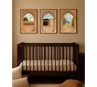 LTjiajuypd Stampe su tela di edifici di moschee islamiche, dipinti di antiche scritture musulmane, poster artistici da parete per la moderna decorazione della casa del Ramadan (50x75 cm - 3 pezzi)