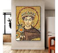 LTjiajuypd Stampe su tela di Giustiniano I, dipinto dell'imperatore del Grande Impero Bizantino, stampa poster da parete per la decorazione della casa, 40x60 cm senza cornice