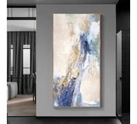 LTjiajuypd Stampe su tela, dipinti di lusso per interni, decorazioni per soggiorno, dipinti a olio blu e oro su tela, quadri da parete, decorazioni per la casa e il portico (50X100 cm)