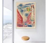 LTjiajuypd Stampe su tela Marc Chagall《Avenue De La Victoire At》Dipinto a olio su tela, opera d'arte, quadro, decorazione per la casa (60x90 cm)
