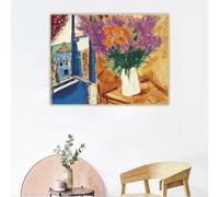 LTjiajuypd Stampe su tela Marc Chagall《Fiori alla finestra》Dipinto a olio su tela, opera d'arte, quadro decorativo, decorazione da parete, decorazione per la casa (70x110 cm)