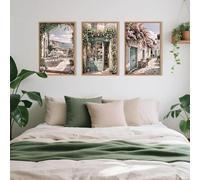 LTjiajuypd Stampe su tela moderne con fiori francesi, decorazioni murali con paesaggi urbani e costieri, opere d'arte per soggiorni, camere da letto (60x80 cm - 3 pezzi)