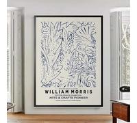 LTjiajuypd Stampe su tela, poster botanico vintage di William Morris, quadro da parete blu per arredamento nordico del soggiorno (50x70 cm/senza cornice)