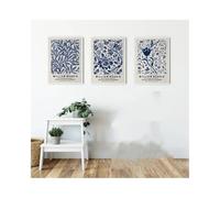 LTjiajuypd Stampe su tela, poster botanico vintage di William Morris, quadro da parete blu, per soggiorno nordico, arredamento per la casa (60x80 cm - 3 pezzi)