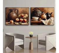 LTjiajuypd Stampe su tela, quadri artistici, soggiorno, decorazioni per la casa, uova in un fiocco di legno, frutta, fattoria, cucina, poster, paese, 35x50 cm, 2 pezzi, senza cornice