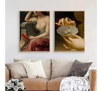 LTjiajuypd Vintage, antico, elegante, ragazza che legge, ritratto, galleria d'arte, poster, stampe su tela, dipinti, quadri, decorazioni per la casa (70x100 cm - 2 pezzi)
