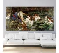 LTjiajuypd William Waterhouse Hylas and the Nymphs Stampe su tela Dipinto a olio Opera d'arte Quadro moderno Decorazione da parete per la casa Soggiorno (55X110cm)