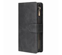LTLGHYL Custodia per Google Pixel 6/6Pro, custodia a portafoglio in pelle PU con cerniera con cinturino da polso chiusura magnetica cavalletto TPU custodie protettive per telefono, nero, 6 Pro 6,7