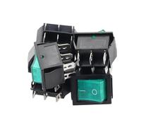 LTRAJUYNH 10 Pezzi interruttori a bilanciere con Blocco Verdi 31x25mm Interruttore di Alimentazione I/O 6 Pin con Luce 30A 250VAC KCD4