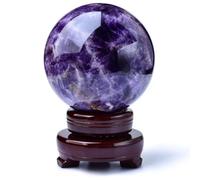 LTRAJUYNH Amethyst Crystal Ball Purple Gemstone with Wood Stand Crystals Orb for Witchcraft Quartz Astronomy Home Decor Gifts,60mm