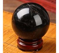 LTRAJUYNH Black Crystal Ball with Stand Crystal Sphere Balls for Witchcraft And Decorative Balls,Black crystal-11cm