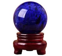 LTRAJUYNH Blue Melting Quartz Crystal Ball,Decorative Photography Accessory, Sphere with Stand for Feng Shui Orb,Home Decoraive,4.3"(11cm)