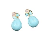 LTRAJUYNH Blue Triangle Water Shape Stone White Stud Dangle Earrings
