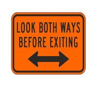 LTRAJUYNH Caution Before Exiting Sign Look Both Ways Aluminum Warning Sign for Building Lobby Stairwell Doorway Traffic Reminder (8 X 12 inch)