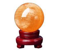 LTRAJUYNH Citrine Crystal Ball Crystals Gemstone Feng Shui Crystal with Stand, Decorative Ball Prosperous Love Invite Wealth Crystal Decor,170mm