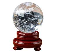 LTRAJUYNH Clear Crystal Ball with Stand - Real Quartz Sphere for Decoration Crystals Decor,8cm