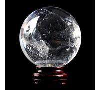 LTRAJUYNH Crystal Ball with Stand Gemstone Ball Quartz Crystal Sculpture Figurine for Home Decor, Divination, Magic,Precious Gifts for Family And Friends,11cm/4.3in