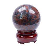 LTRAJUYNH Crystal Jet Red Tiger Eye Gemstone Ball Magic Fortune Teller Himalayan Rock Stone, Amphibolite Ball-7~8cm