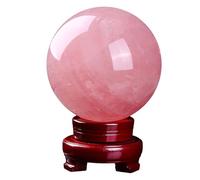 LTRAJUYNH Crystal Sphere Rose Quartz Ball with Stand Handcrafted Polished Gemstone for Divination Home Decoration,12cm