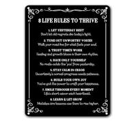LTRAJUYNH Eight Rules To Thrive Let Yesterday Rest Sign 12x8 Inch | Rust resistant bold text easy gift for home business