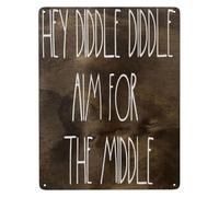 LTRAJUYNH Funny Farmhouse Bathroom Metal Sign Hey Diddle Diddle Aim For The Middle Humorous Tin Wall-Art For Powder Room Home 8 X 12 in