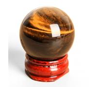 LTRAJUYNH Home Decor Crystal Ball with Base, Tiger's Eye Gemstone Sphere,Feng Shui Divination for Living Bedroom Office Display,Festival Gift,1.96"(5cm)