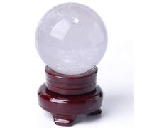 LTRAJUYNH Quartz Stone with Stand,Clear Crystal Ball Sphere for Decoration,White Round Gemstone for Magic/Photography/FengShui/Witchy Gifts,70mm/2.75in