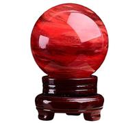 LTRAJUYNH Red Crystal Ball with Wooden Stand,Melting Quartz Red Crystal Ball, Crystal Divination Stone Sphere,for,Fengshui,Divination Sphere,Home Decoration,210mm/8.3in