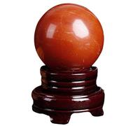 LTRAJUYNH Red Jasper Crystal Ball for Home Decor, Crystals Gemstone Sphere with Wooden Stand,Quartz Crystal Stone for Feng Shui,Divination,Decor Props,60mm