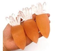 LTRAJUYNH Stone 1pc Orange Selenite Carrot Quartz Crystals Polished Stone Clear Column Gypsum