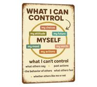 LTRAJUYNH Vintage Control Quote Metal Tin Sign Classroom Decor 8x12 Inch | Calming visual aid for stress management lessons. Rustic design adds character to wall space.