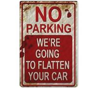 LTRAJUYNH Vintage No Parking Keep Clear Metal Tin Sign Funny Warning Wall Decor Plaque Private Driveway Garage Door 8 X 12 in