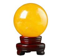 LTRAJUYNH Yellow Calcite Crystal Ball with Stand - Decorative Quartz Crystal Sphere for Photography, Magic Fortune Teller Decor & Magical Lens Crystals Decorations,20cm