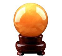 LTRAJUYNH Yellow Citrine Crystal Sphere Ball Crystals Stone with Stand Tabletop Sculpture Decorative Feng Shui Ornaments for Wealth And Success,Diameter 5.9"