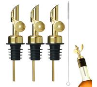 Ltsbaed 3 PCS Versatori in Acciaio Inox, Metal pour Tappo Versatore Bottiglia, Acciaio Inossidabile Ponderato Beccucci, con Spazzola, per Vino, liquori, Cocktail e Olio (Oro)