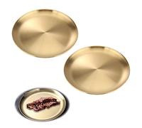 Ltsbaed Piatti Rotonde in Acciaio Inox Oro Vassio Rotondo Vassoio Decorativo in Acciaio Inossidabile Vassoio daPortata Piatto de Tortiera per Campeggio Picnic Barbecue Spiaggia 2 Pezzi (17cm)