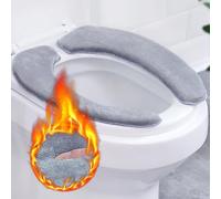 Ltsbaed Universale Cuscini per WC,1 Paia Grigio Lavabili Coprisedili Sedile per WC,Riutilizzabili Cuscino del Sedile del WC della Memoria,Antibatterico Coprisedile WC Morbido Adatto a Tutti i WC Ovali