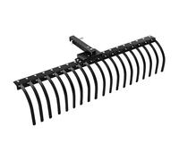LTSEAME Rastrello da traino da 140 cm, nero resistente, con ricevitore da 5 cm, adatto per trattore da prato, ATV, UTV, rastrello da giardino in acciaio antiruggine per aghi di pino, foglie e erba