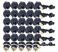 Ltsstoreuk, confezione da 30 prese jack femmina DC da 5,5 mm x 2,1 mm, filettate a 3 pin per montaggio a pannello + 30 tappi di protezione in gomma, venduti da Ltsstoreuk